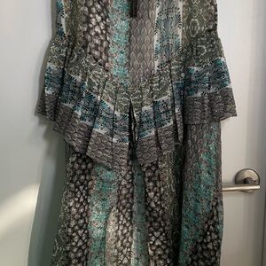 Rachel Zoe Teal and Black Patterned Skirt